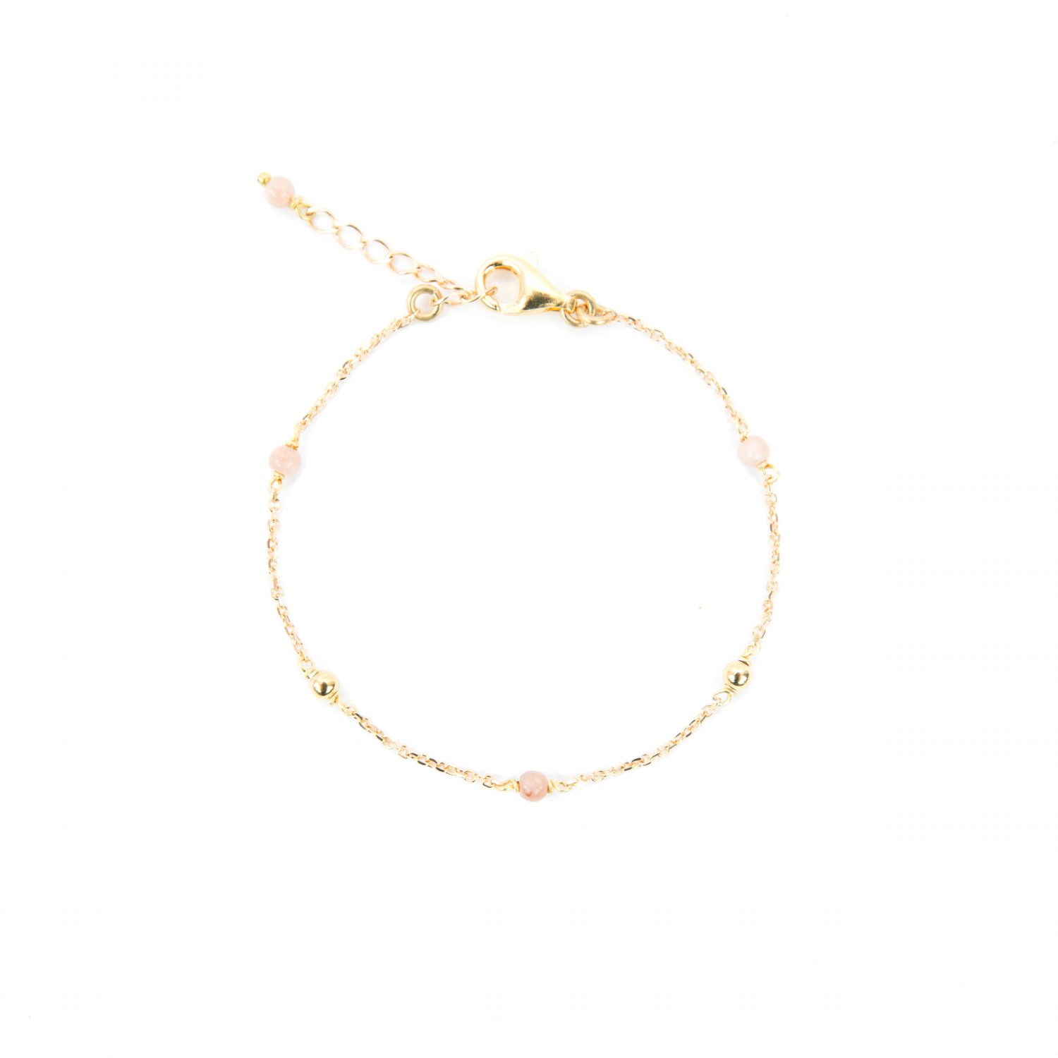 Bracelet Alisée rose plaqué or 16.5 cm, bracelet, bijoux plaqué or, bijoux fantaisie, fait main, made in France, juan les pins