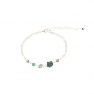 Bracelet Emma Malachite Argent, collection fragment La petite fabric de bijoux, bijoux fantaisie